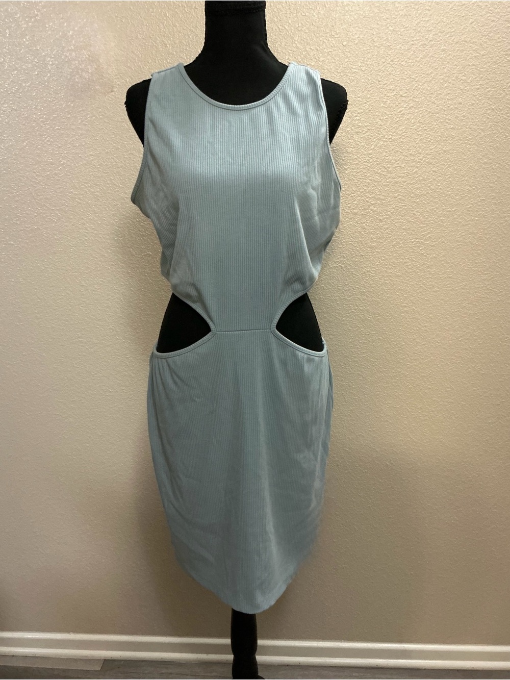 Sleeveless Cutout Bodycon Dress in Light Blue